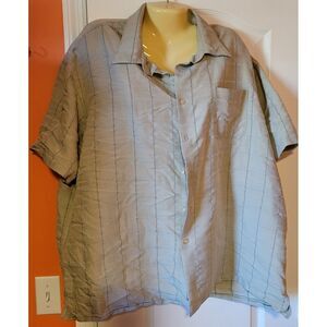vintage Geoffrey Beene‎ men's dress shirt short sleeve XXL multi-color w/stripes